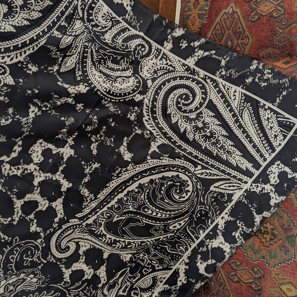 Pendleton Black and White Silk Scarf
